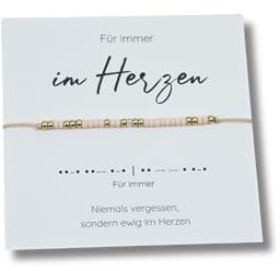 Gedenkschmuck-Armband Morsecode 'Für immer' – Handgefertigtes Andenken zur Trauerbewältigung, verstellbar, zartes Nylonband