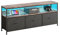 Luminarix Mueble de TV con 4 cajones de tela, estilo vintage, marco de metal, 3 estantes ajustables, para televisores de hasta 60 pulgadas, color negro