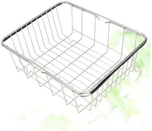 BEBEMOKO Escurridor de platos extensible de acero inoxidable, soporte para utensilios de cocina y cesta de drenaje para un drenaje eficiente de platos, diseño de ahorro de espacio para encimera de