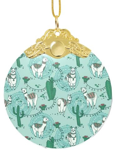 Lama Alpaka-grüner Glas-Anhänger, Weihnachtsbaum-Dekoration, mit Metallschnalle, hängendes Weihnachtszubehör