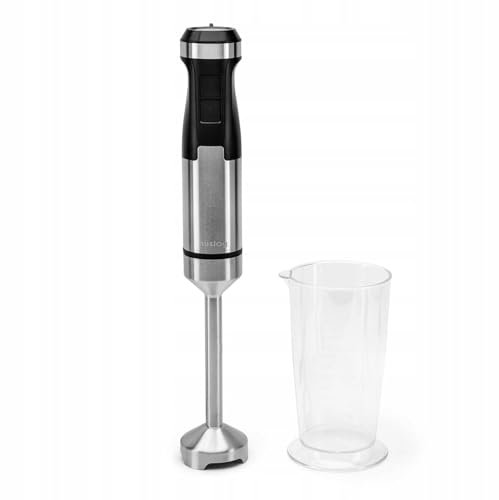 Huslog Batidora de Mano 1000W, 20 Velocidades + Turbo, Función Pica Hielo, Cuchillas de Acero Inoxidable, 700ml Vaso Medidor y Mezclador, Ideal para Sopas, Smoothies y Salsas, Negro/Plata