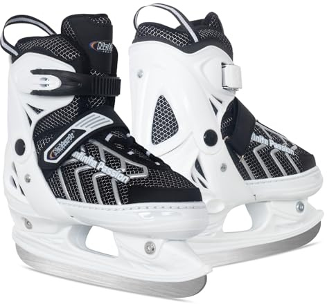 Nattork verstellbare Kinder Eisrutsche für Jungen Mädchen Erwachsene, weiche Polsterung und verstärkte Knöchelstütze Eishockey-Skates