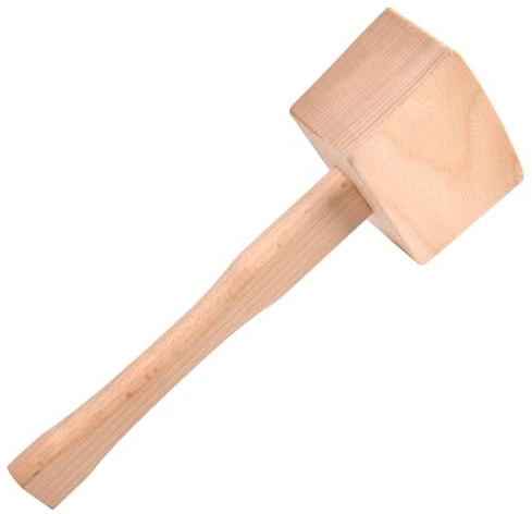 LEONTOOL Maillet en bois 9,5 marteau à glace manuel Broyeurs à glace à usage domestique, Maillet en bois de hêtre massif pour le travail du, travail du cuir, craquage du noyer