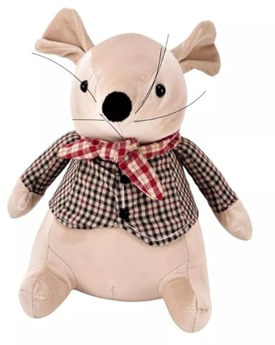 Widdop & Co. Mouse Doorstop - Mouse with Tweed Jacket - Weighted Fabric Plush Doorstop - Hestia Collection