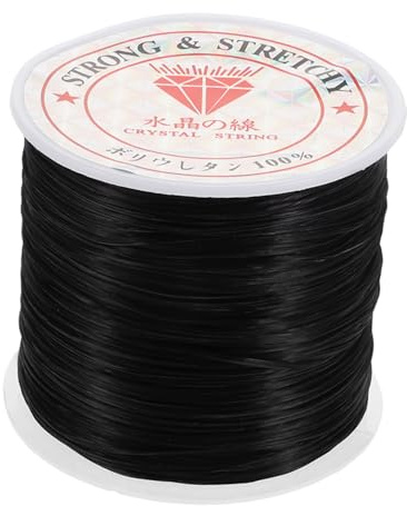 Homoyoyo Elastischer Faden für Haarverlängerungen 0,6mm Schwarz Silikon Schnur zum Eindrehen für Extensions Perlenfädeln Selbstgemacht Basteln