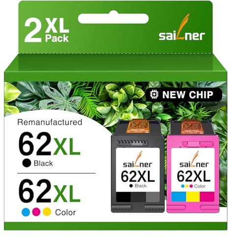 62 XL Patronen kompatibel für hp 62 druckerpatronen Multipack Schwarz Farbe 62XL für Envy 5540 7640 5640 5660 5548 5544 5646 OfficeJet 5740 5742 250 200 (2 Pack)