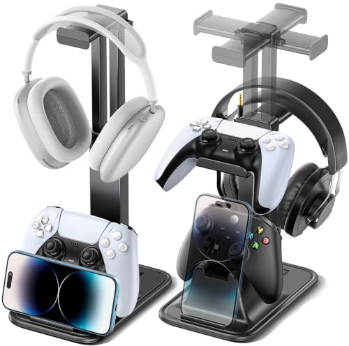 OIVO VGA DESIGN Supporto Cuffie e Joystick da Scrivania Regolabile in Altezza, Supporto Cuffie Gaming Ruotabile con Supporto per Cellulare e Dual Controller, Accessori Gaming, Versione Base