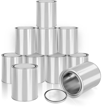 Aramanara 10 Pcs Empty Paint Tins with Lids, Multipurpose 250 ml Metal Paint Storage Container Bucket for Arts, Crafts, Painting, DIY Projects