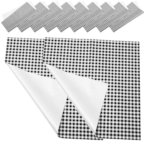 Schwarz Weiß Kariertes Geschenkpapier 58cm 20 Stück Papier | Geschenkverpackungen und Hochzeiten, Klassisches Elegantes Muster, Leicht zu Falten und Wickeln