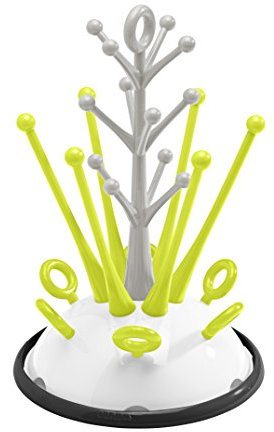 BÉABA Escurrebiberones, Escurridor para biberones, Permite secar 6 biberones y accesorios, Bandeja de recogida de agua extraíble, Práctico e ingenioso, Neón