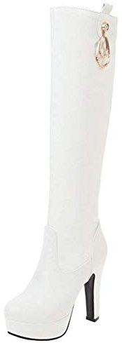 CHICMARK Stivali da donna con tacco lungo, bianco, 32 EU