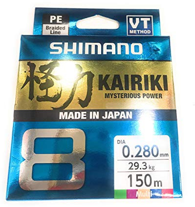 Shimano Kairiki 8, 150 Meter, Multicolor, 0.280mm/29.3kg, 8fach Geflochtene Angelschnur, 59WPLA58R28