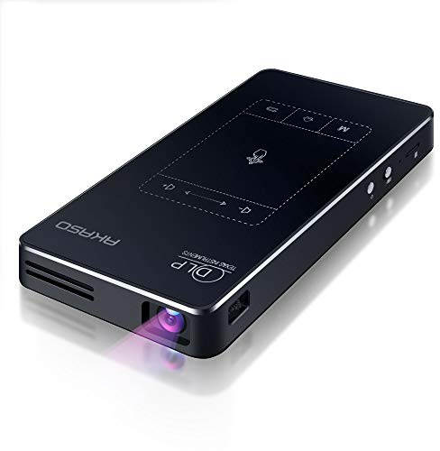 AKASO WT50 Mini Projector with WiFi and Bluetooth, 1080P DLP Portable Movie Projector Home and Outdoor, Built-in Battery & Android System, Cookie Projector for iPhone and Phone