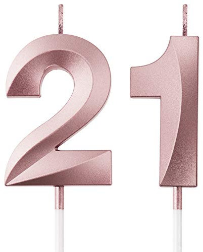 BBTO 21. Geburtstag Kerzen Kuchen Ziffer Kerzen Alles Gute zum Geburtstag Cake Topper Dekoration für Geburtstagsfeier Hochzeitstag Feier Lieferungen, Rosegold
