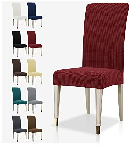 MAXIJIN Stretch Stuhlhusse 4er Set Jacquard Husse Abnehmbare Stuhlbezug für das Esszimmer Elastische Moderne Stuhlschutz Dekoration für Bankette Hochzeitsfest (Weinrot,4)