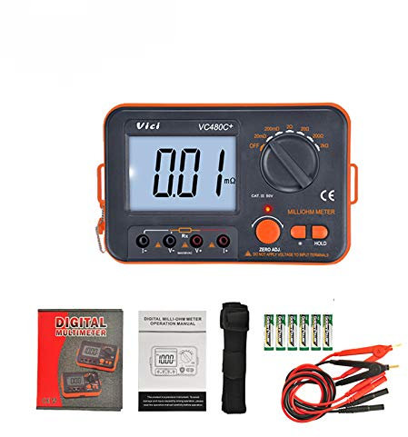 VC480C+ Milliohm-Meter, Digitale Milli-Ohm-Meter LCD mit Hintergrundbeleuchtung 4-Draht-Test Low Resistance Multimeter 6 Bereiche Genauigkeit Vermesser