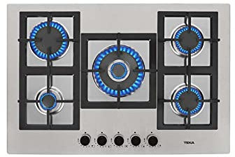 Teka EFX 70.1 5G AI AL DR CI - Placa Gas Butano de 75 cm, con 5 Quemadores, Mandos Frontales Incorporados, Autoencendido Integrado en Quemador, Color Acero Inoxidable