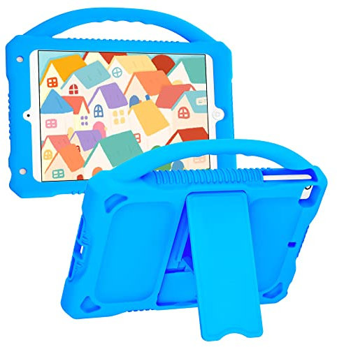 JOGUIIA iPad Mini 5/4/3/2/1 Hülle für Kinder,Premium-Silikonhülle für Apple iPad 7,9 Zoll Mini 5./4./3./2./1.Generation Eingebauter Standgriff(Blau)