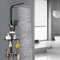 Duscharmatur Schwarz Gold Duschsystem Duscharmatur Mit Thermostat Mischbatterie Edelstahl Duschsystem Wandmontage Regendusche Duschstange mit Kopfbrause Und Hochdruck-Spritzpistole