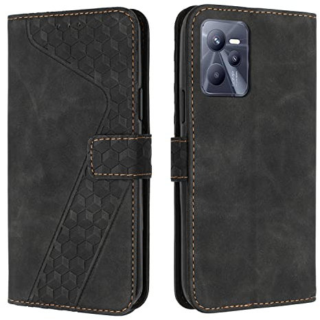 OKZone Coque pour Realme C35 / Realme Narzo 50A Prime, Etui Protection Housse Premium en Cuir PU Portefeuille Étui Téléphone [Fermoir Magnétique] [Fentes pour Cartes] Flip Case（Noir