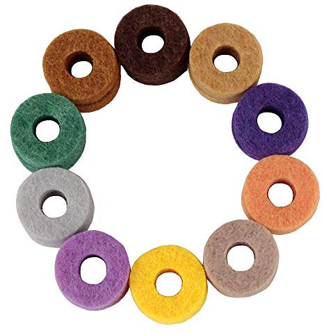 10 unidades de seería/paquetes de pie de platillo, arandela de fieltro redonda de repuesto flexible para batería de platillos (color aleatorio)