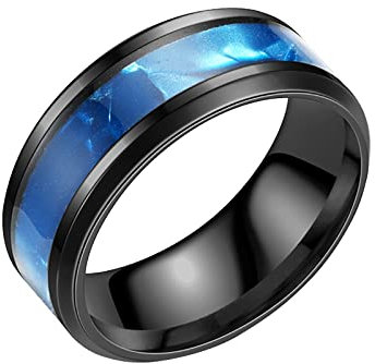Generisch Ringe Teenager Jungs Bunte -Stahl-Ring für Modeverlobungen Paar Schwarze Ringe Herren (Blue #1, 6)