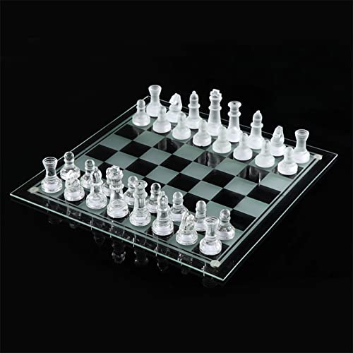Elegante juego de ajedrez de cristal de 25,4 cm - Juego de mesa de alta calidad para todas las edades para amantes del ajedrez y decoración del hogar