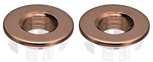 sourcing map Sink Trim Overflow Cover, 2Pcs Sink Overflow Rings Bathroom Kitchen Basin Drain Cover Hole Insert in Round Caps, Rose Gold