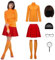 NUWIND Deluxe Halloween Kostüm für Damen, Braun Bob Perücke, Orange Oberteil, Roter Rock, Lupe, Socken und Brille für Fasching Karneval Party Cosplay Outfit (XXL)