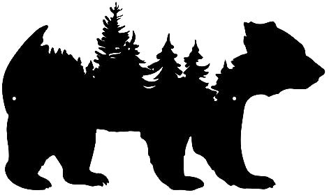 Resama Decorazione artistica da parete in metallo con foresta moderna albero di pino animale orso, decorazione artistica rustica, decorazione per aree selvagge, ornamenti per soggiorno, camera da