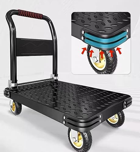 Platform Trucks Industrial Trolley 90x60cm Portable Moving Cart Large Flatbed with Wheels 2200kg. Load Capacity (90x60, Schwarz)