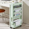 5-stufiges mobiles Bücherregal mit Rollen, rollender Aktenwagen, rollender Büropapier-Organizer, Schreibtisch-Akten-Organizer, schlanker rollender Aufbewahrungswagen, bewegliches Bücherregal(Grün)