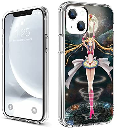 CHENQIAOHU Kompatibel mit iPhone 14 Hülle, Ganzkörperschutz Stoßfest Schutzhülle Clear Case Slim Thin Cover (Anime-Sailor-Moon-Magic-3)