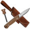 BPS Knives Bushmate 2.0 Progettato da DBK – Coltello Bushcraft – Coltello a Lama Fissa in Acciaio al Carbonio con Fodero in Pelle e Accendifuoco – Coltello da Campeggio Full Tang per Outdoor