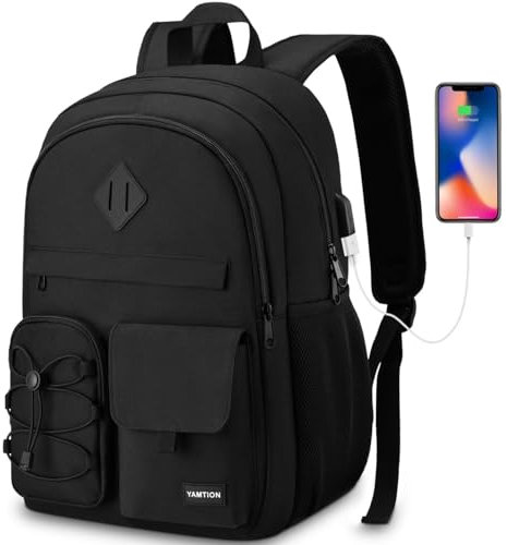 YAMTION Rucksack Laptop für Herren Damen,Schulrucksack Frauen mit USB&Laptopfach Schultasche Jungen Teenager Schulranzen Mädchen für Schule Uni Reise Studium Business