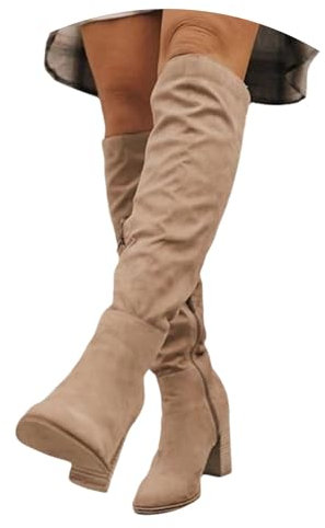 tinbarry Donna Stivali Alti Stivali Sopra Il Ginocchio Con Tacco Largo Stivali Con Gambale Lungo Stivali Classici Stivali Da Cowboy Con Cerniera Stivali Invernali Stivali Con Tacco Alto Scarpe