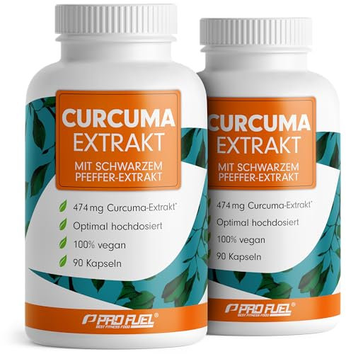 Kurkuma Kapseln 180x hochdosiert: EINE Curcuma-Kapsel enthält das Extrakt aus 23.700mg Kurkuma-Pulver - 450 mg Curcuminoide pro Kapsel - laborgeprüft mit Analyse-Zertifikat - Vorrat für 360 Tage