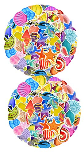 Gogogmee 2 Sätze Aufkleber der Ocean-Serie Meer Wandtattoos Aufkleber mit Muscheln Surfboard Surfbrett Ozeanaufkleber Bücherregale Meeresbewohner-Aufkleber Meeresaufkleber für die Wand PVC