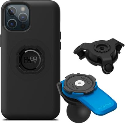 Quad Lock Motorcycle 1 Ball Adaptor Phone Mount Kit with Vibration Dampener and iPhone 12 Pro Max MAG Case