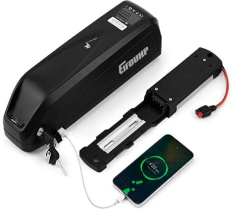 Ebike Akku 36V / 48V, Ebike Batterie Pack mit Ladegerät, 4Pin / 5Pin Grundplatte, Sicherheitssperre & Batteriestandsanzeige für 50-1500W Motor (48V 20AH für 0-1500W,5 Pin)
