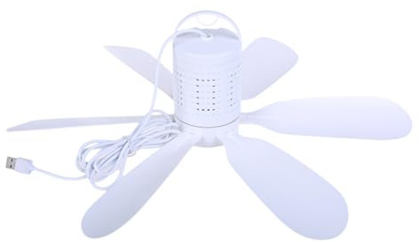 Mini ventilateur de plafond silencieux USB 5 V 5 W 6 pales 39,7 cm pour extérieur, camping et tente