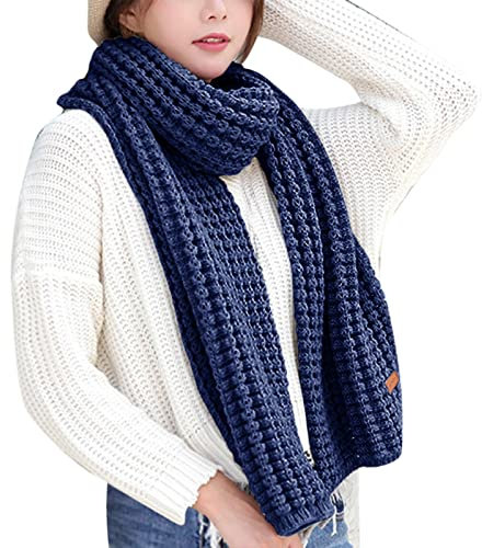 Huhn Mit Schal Schwarz Elastizität Leichter Schal Warme Schals Damen Herren Lange Dicke Schals Strickpaare Schal Schal Schwarz Damen Winter Wolle Schal Herren Damen Herren Intimpflege (Navy, One Size)