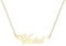 ZNA Jewels Personalised Violet Name Pendant Necklace | 18K Gold Plated | Using the Unique Lucy Font | The Perfect Handmade Gift (Gold-Violet)