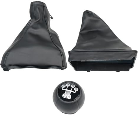 Konuooer Kit Schalthebel + Schaltknauf (5 Gänge) + Handbremsmanschette kompatibel mit Corsa C Tigra B Combo C (3 Stück) Schalthebelkopf Schaltmanschette