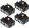 4pcs BL1860 Lithium-ion 8.0Ah Replacement for Makita 18V Battery with LED Indicator Compatible with 18 Volt BL1860B BL1850B BL1840B BL1830B BL1815B for Makita Battery 18V