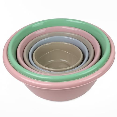 DIVCHI 6 Pcs Plastic Bowls Nesting Mixing Bowl Set Multipurpose Stackable Reusable Bowls for Washing Serving & Food Prep