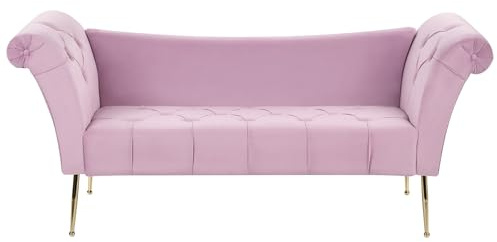 Beliani Chaise Longue Violet Velvet Tufted, Nantilly