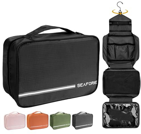 Seaforie Trousse de Toilette à Suspendre pour Homme et Femme, Grande Sac de Toilette Accessoires de Voyage Étanche