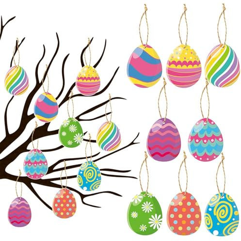 Papier Ostereier zum Aufhängen - 8 Stück Osterdeko zum Aufhängen Ostern Basteln Kinder,Ostern Ostereier Deko Osterbasteln mit Kindern für Home Außen Innen Dekorationen Frühlingsdeko,8x9.5cm