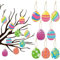 Papier Ostereier zum Aufhängen - 8 Stück Osterdeko zum Aufhängen Ostern Basteln Kinder,Ostern Ostereier Deko Osterbasteln mit Kindern für Home Außen Innen Dekorationen Frühlingsdeko,8x9.5cm